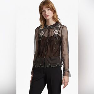 French Connection Alyssa Floral Blouse Smokey Color Size 4 NEW w/ Tags
